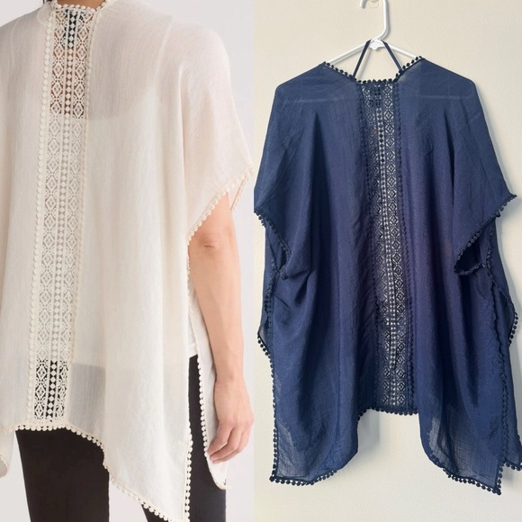 Steve Madden Women's Lace Inset Ruana, new with tag - Picture 2 of 9